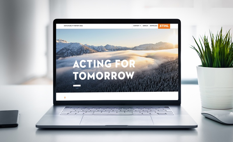 A STIHL 2024-es fenntarthatósági jelentése bemutatja az elmúlt évben az ökoszisztémák, a körforgás és a gondoskodás kiemelt területein tett intézkedéseket és előrelépéseket. Kép: STIHL.