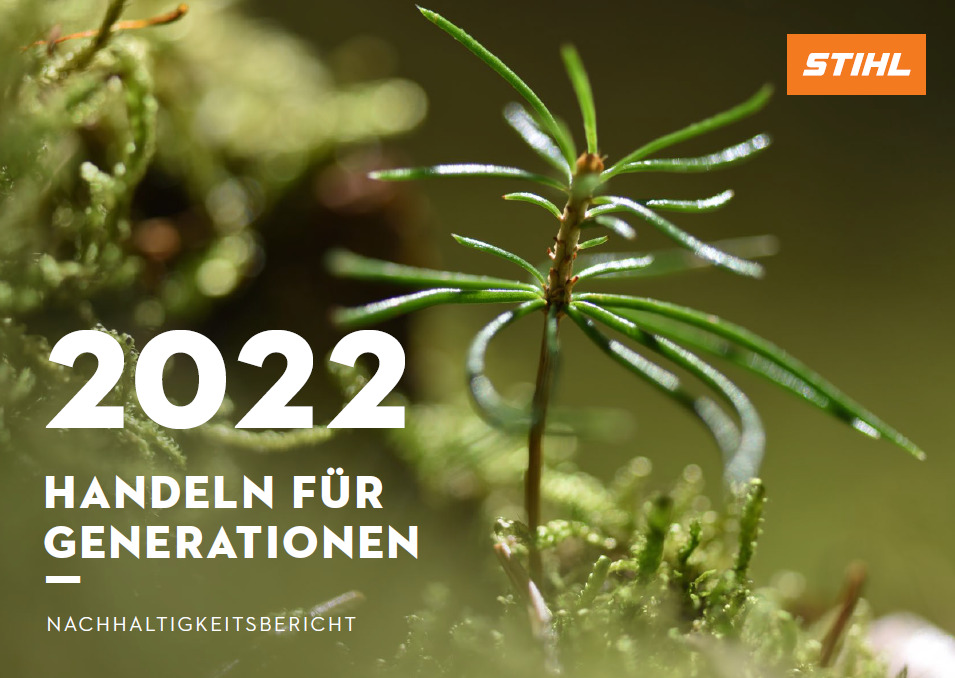 A STIHL 2022-es fenntarthatósági jelentés borítóképe